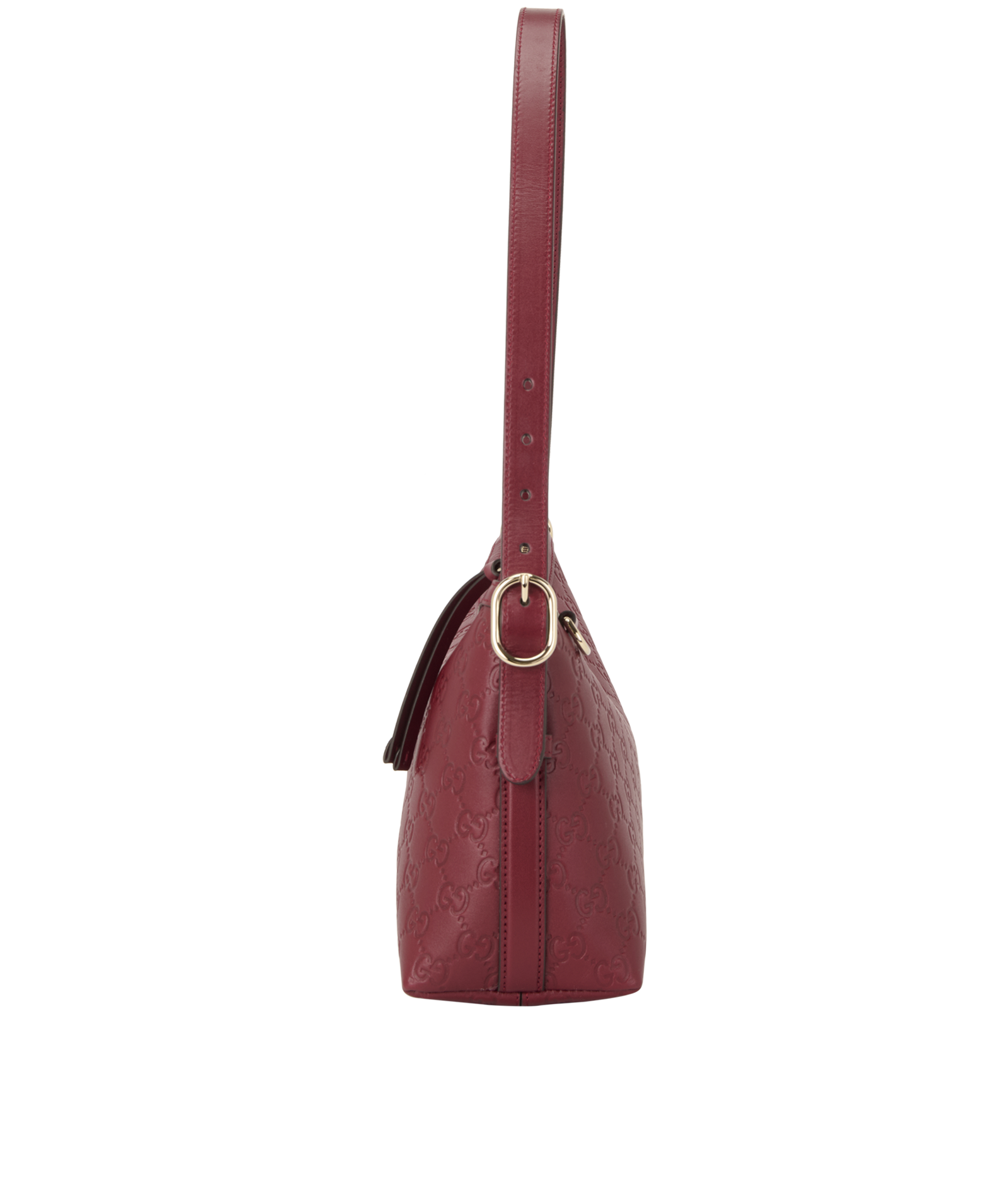 Arabella GG Emblem Shoulder Bag, &pound;950, Handbags, Red, Leather, Bottom view